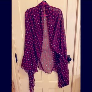 Purple gray and red polkadotted scarf/shawl
